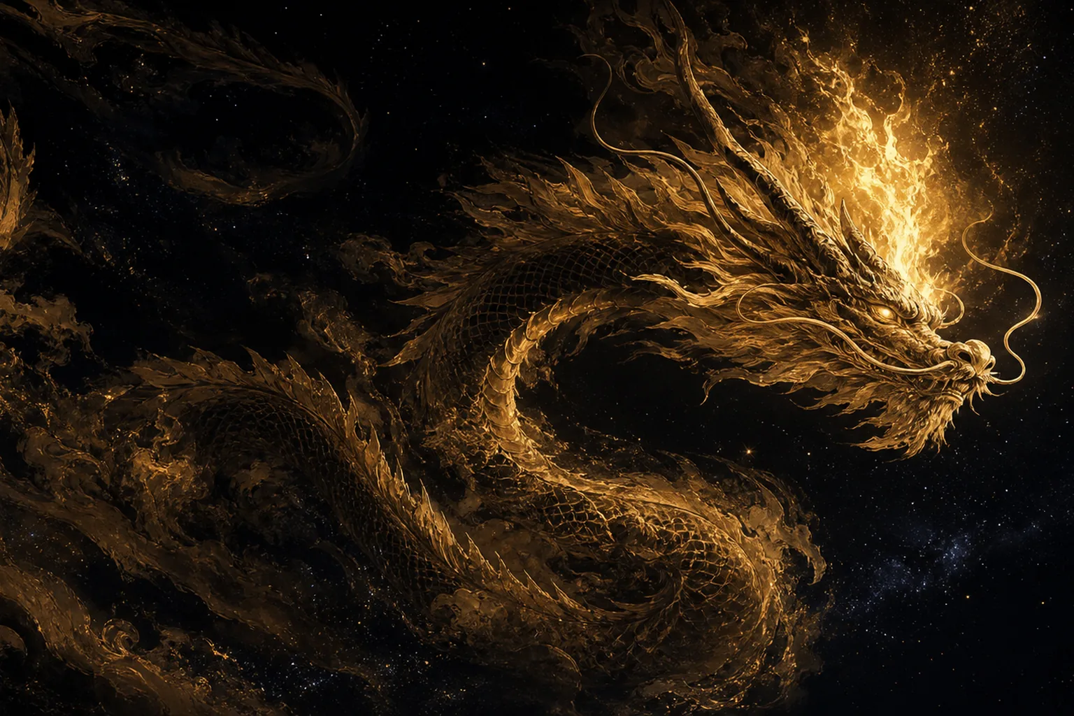 星空中的金色烛龙
