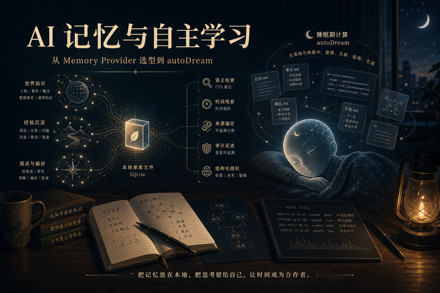 AI 记忆与自主学习：从 Memory Provider 选型到 autoDream · 封面
